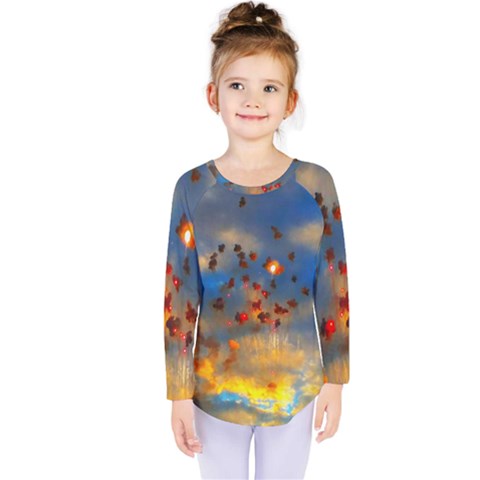 Football Fireworks Kids  Long Sleeve Tee by okhismakingart