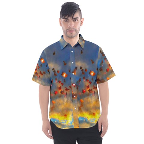 Football Fireworks Men s Short Sleeve Shirt by okhismakingart