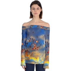 Football Fireworks Off Shoulder Long Sleeve Top