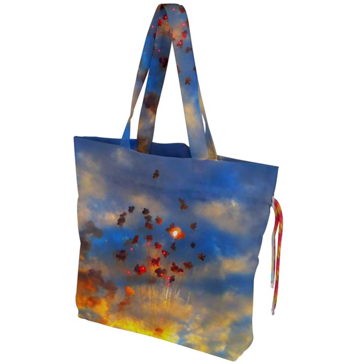 Football Fireworks Drawstring Tote Bag