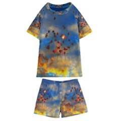 Football Fireworks Kids  Swim Tee And Shorts Set