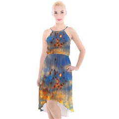 Football Fireworks High-low Halter Chiffon Dress 