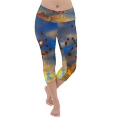 Football Fireworks Lightweight Velour Capri Yoga Leggings