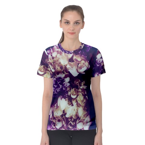 Soft Purple Hydrangeas Women s Sport Mesh Tee by okhismakingart