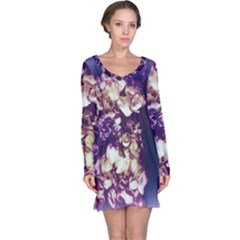 Soft Purple Hydrangeas Long Sleeve Nightdress