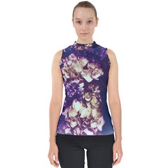 Soft Purple Hydrangeas Mock Neck Shell Top by okhismakingart