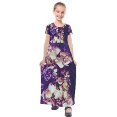 Soft Purple Hydrangeas Kids  Short Sleeve Maxi Dress