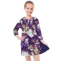 Soft Purple Hydrangeas Kids  Quarter Sleeve Shirt Dress by okhismakingart