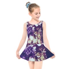 Soft Purple Hydrangeas Kids  Skater Dress Swimsuit