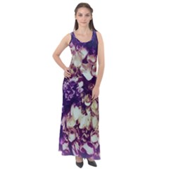 Soft Purple Hydrangeas Sleeveless Velour Maxi Dress