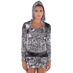 Black-and-white Water Droplet Long Sleeve Hooded T-shirt by okhismakingart