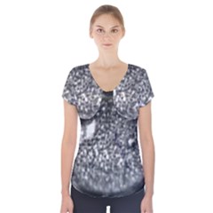 Black-and-white Water Droplet Short Sleeve Front Detail Top by okhismakingart