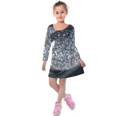 Black-and-white Water Droplet Kids  Long Sleeve Velvet Dress by okhismakingart