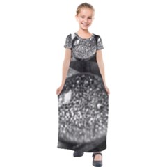 Black-and-white Water Droplet Kids  Short Sleeve Maxi Dress by okhismakingart