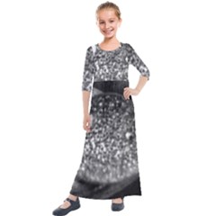 Black-and-white Water Droplet Kids  Quarter Sleeve Maxi Dress by okhismakingart