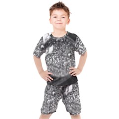 Black-and-white Water Droplet Kids  Tee And Shorts Set by okhismakingart