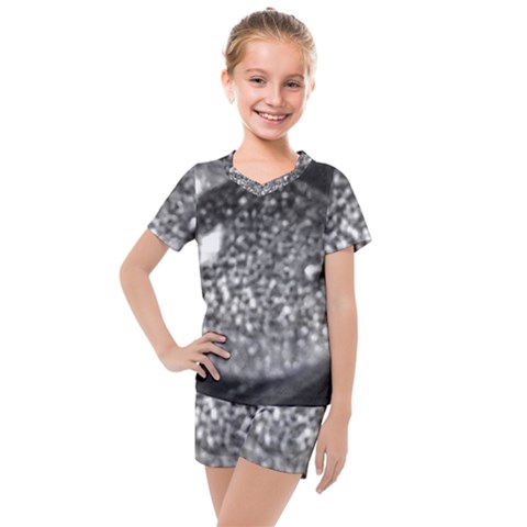 Black-and-white Water Droplet Kids  Mesh Tee And Shorts Set by okhismakingart