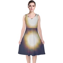 Bright Star Version One V-neck Midi Sleeveless Dress  by okhismakingart