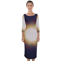 Bright Star Version One Quarter Sleeve Midi Bodycon Dress by okhismakingart