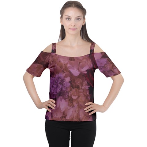 Pink Hydrangeas Cutout Shoulder Tee by okhismakingart