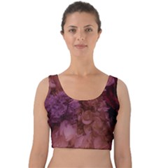 Pink Hydrangeas Velvet Crop Top