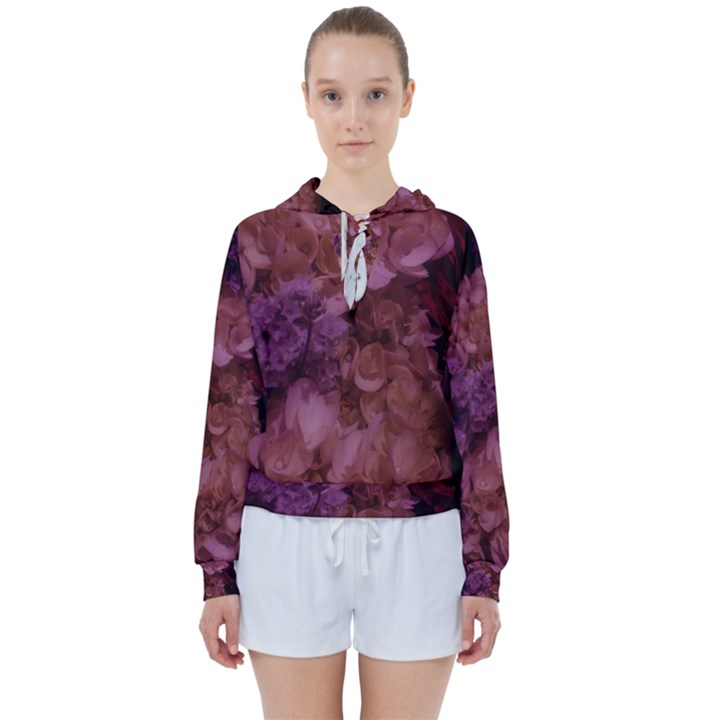 Pink Hydrangeas Women s Tie Up Sweat