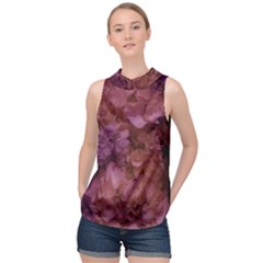 Pink Hydrangeas High Neck Satin Top