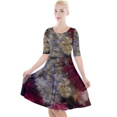 Hydrangea Arrangement Ii Quarter Sleeve A-line Dress