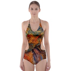 Rainbow Fossil Cut-out One Piece Swimsuit by okhismakingart