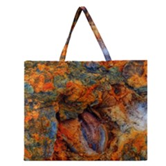 Rainbow Fossil Zipper Large Tote Bag by okhismakingart