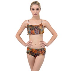 Rainbow Fossil Layered Top Bikini Set