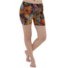 Rainbow Fossil Lightweight Velour Yoga Shorts by okhismakingart