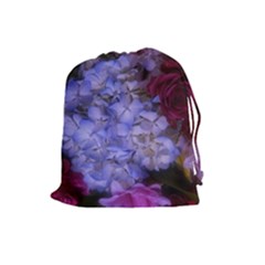 Hydrangea Arrangement Ii (blue Tint) Drawstring Pouch (large) by okhismakingart