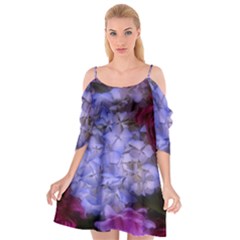 Hydrangea Arrangement Ii (blue Tint) Cutout Spaghetti Strap Chiffon Dress by okhismakingart