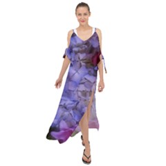 Hydrangea Arrangement Ii (blue Tint) Maxi Chiffon Cover Up Dress