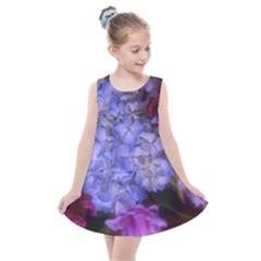 Hydrangea Arrangement Ii (blue Tint) Kids  Summer Dress