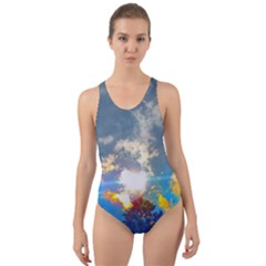 Broken Sky Cut-out Back One Piece Swimsuit by okhismakingart