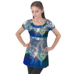 Broken Sky Puff Sleeve Tunic Top by okhismakingart