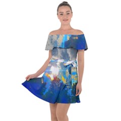 Broken Sky Off Shoulder Velour Dress