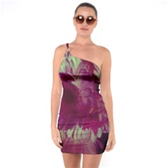 Pink Highlighted Flowers One Soulder Bodycon Dress by okhismakingart