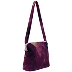 Purple Highlighted Flowers Zipper Messenger Bag