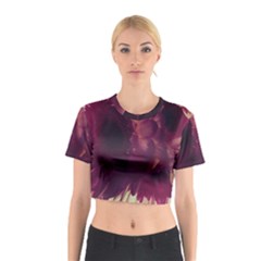 Purple Highlighted Flowers Cotton Crop Top by okhismakingart