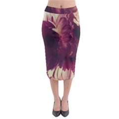 Purple Highlighted Flowers Midi Pencil Skirt by okhismakingart