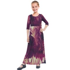 Purple Highlighted Flowers Kids  Quarter Sleeve Maxi Dress by okhismakingart