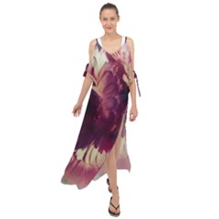 Purple Highlighted Flowers Maxi Chiffon Cover Up Dress