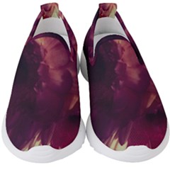 Purple Highlighted Flowers Kids  Slip On Sneakers