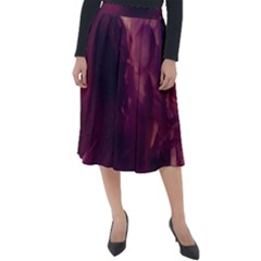 Purple Highlighted Flowers Classic Velour Midi Skirt 