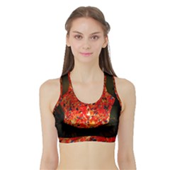 Glowing Stained Glass Lamp Sports Bra With Border by okhismakingart