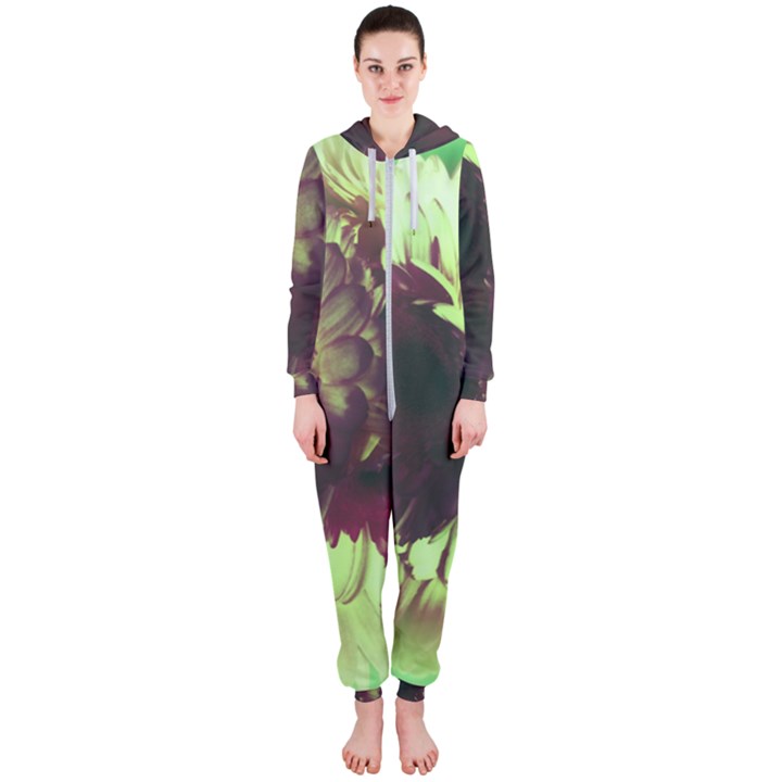 Green Glowing Flower Hooded Jumpsuit (Ladies) 