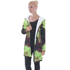 Green Glowing Flower Longline Hooded Cardigan